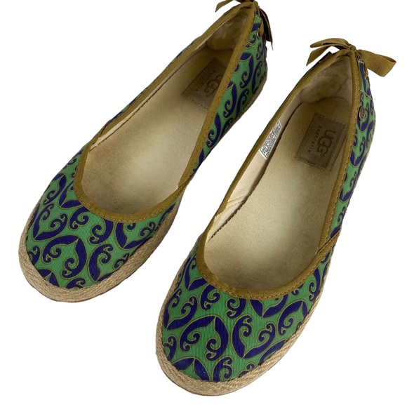 UGG Shoes - UGG Espadrilles Slip On Flats Women’s Size 6.5 Blue Green Canvas
